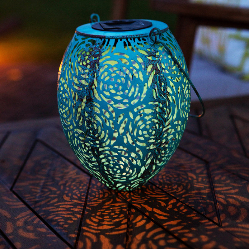 7.68'' Solar Powered Integrated LED Globe Lantern, Tourquoise