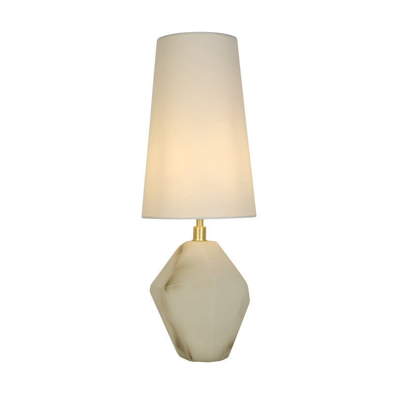 Aynur Resin Table Lamp, Satin Brass, White