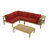 Collinward 5 - Person Seating Group with Red Cushions and Cream LED Parasol