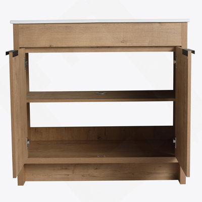 Meuble-lavabo autoportant de 36 po et 2 portes d'armoire à fermeture en douceur ((KD-PACKING), meuble-lavabo sans comptoir seulement