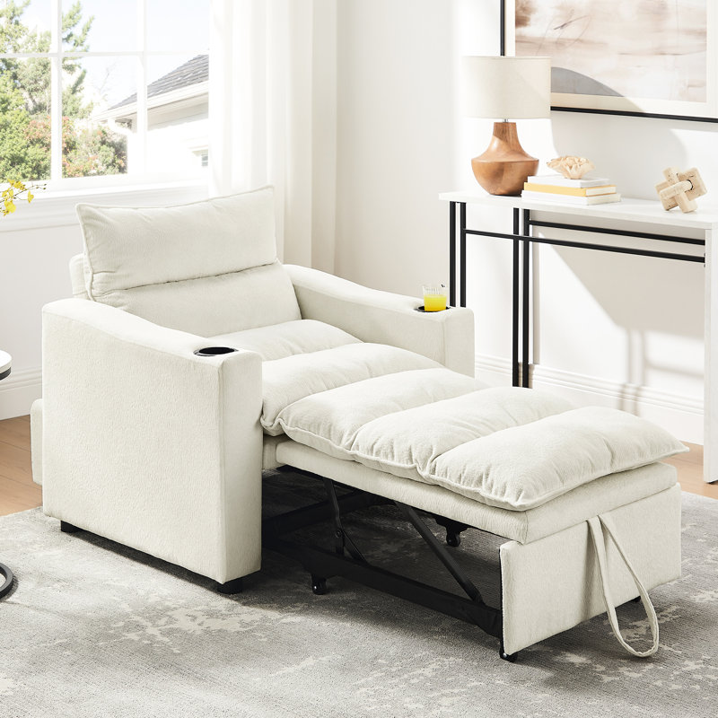 31 canapé-lit convertible réglable avec velours beige pour petit appartement, cadre, confortable et solide, Beige