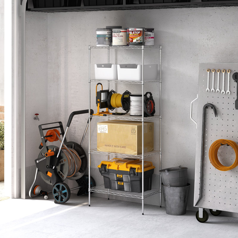 Canika Stainless Steel Storage Rack, Stainless Steel, 152.4cm H x 60.96cm W x 35.56cm D