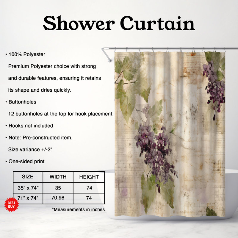 Rideaux de douche Aged Sheets - Premium, H 74 po x l 71 po