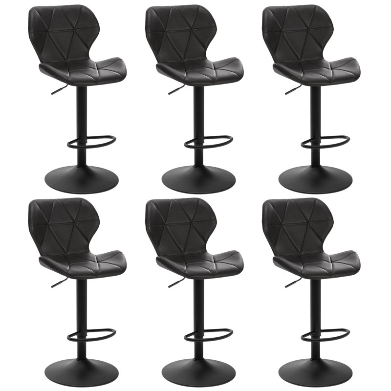 Parrett Swivel Upholstered Adjustable Height Counter Stool with Metal Frame, Anthracite