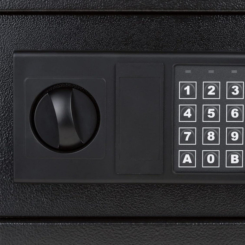 Electronic Steel Safe with Keypad and Manual Override Keys - For Home, Business, Black
