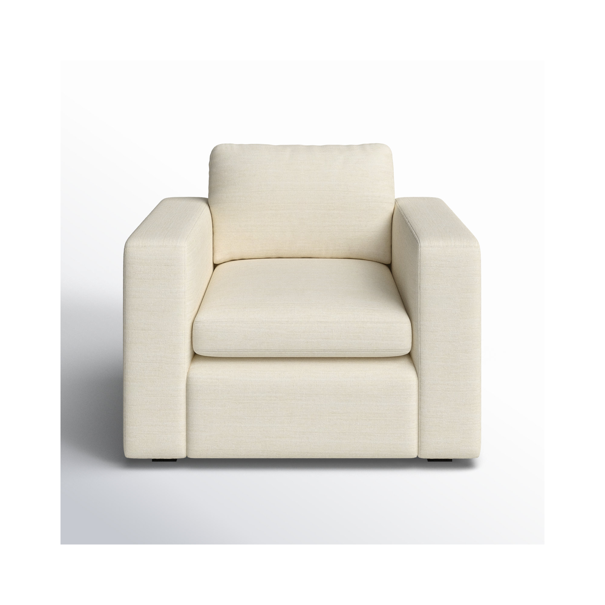 Benedict Upholstered Armchair, Cream Performance Basketweave