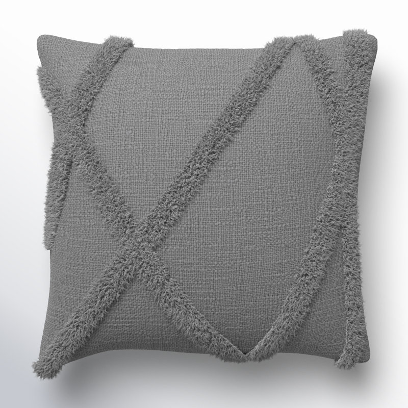 Housse et insert de coussin carré en coton Britney, H 18 po x l 18 po, Gris, Carrée