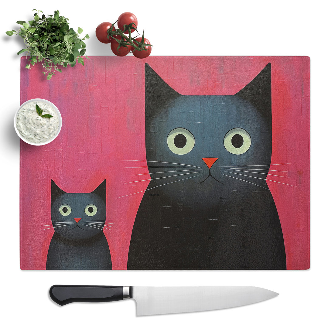 Cat Minimalism No.2  Glass Chopping Board