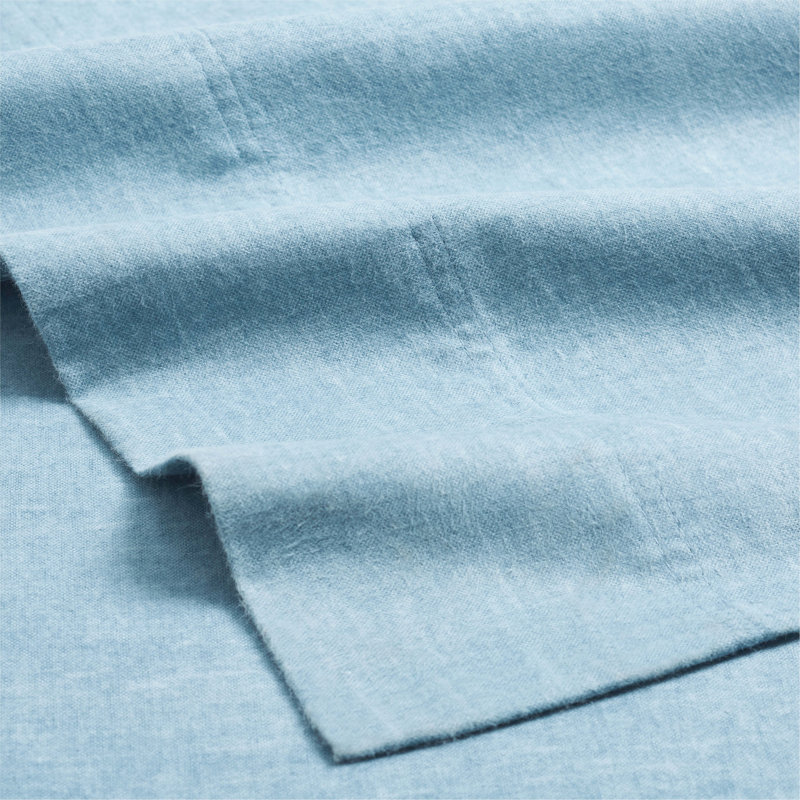 Ensemble de draps en flanelle de coton deux tons Superior, Bleu, Ensemble de draps pour très grand lit avec 2 taie