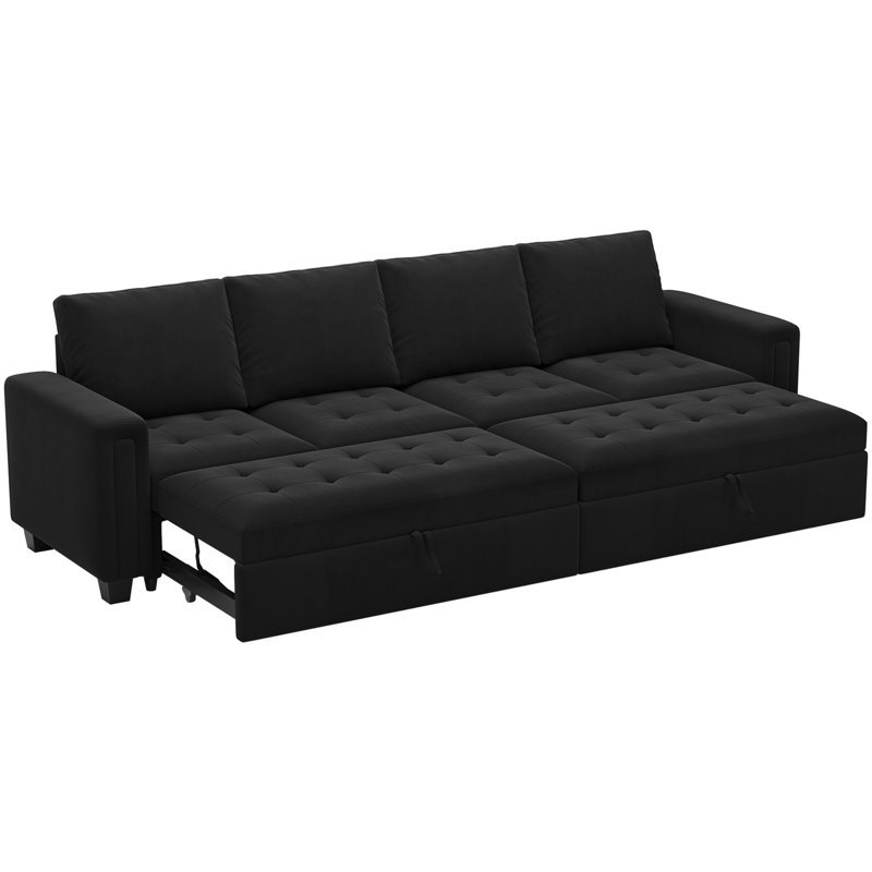 Canapé-lit modulaire en velours, Velours noir