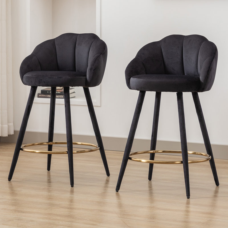 Damisi Upholstered Counter Stool with Metal Frame, Black