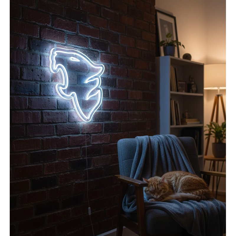  | Enseigne néon Bull Head | Fabriqué avec un éclairage blanc de haute qualité en utilisant des tubes néon flexibles durables pour une luminosité uniforme et une lueur durable pour améliorer tout espace | 25 x 23.jp | Blanc
