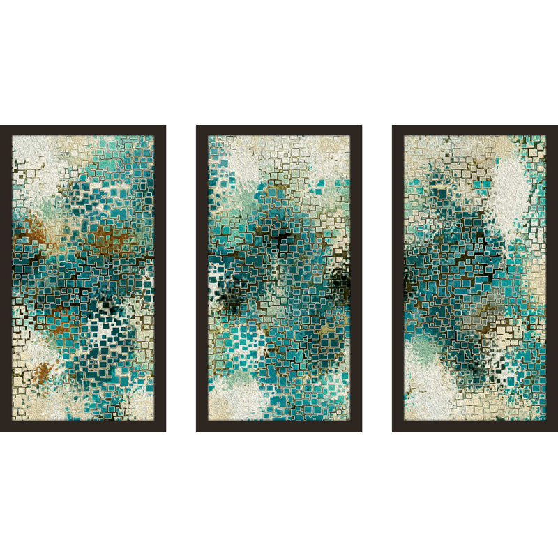 « asoloic aq », ensemble de 3 reproductions d’art encadrées, L 52,5 po x H 33,5 po x P 1 po, Cadre espresso
