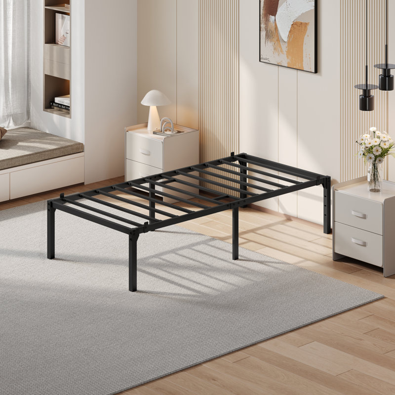 Metal Platform Bed with Heavy Duty Steel Slat Support, Single (3')