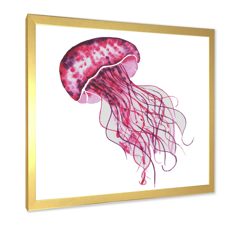 Mignonne méduse rose - sur, H 16 po x l 16 po x P 1 po, Impression dorée sur toile encadrée