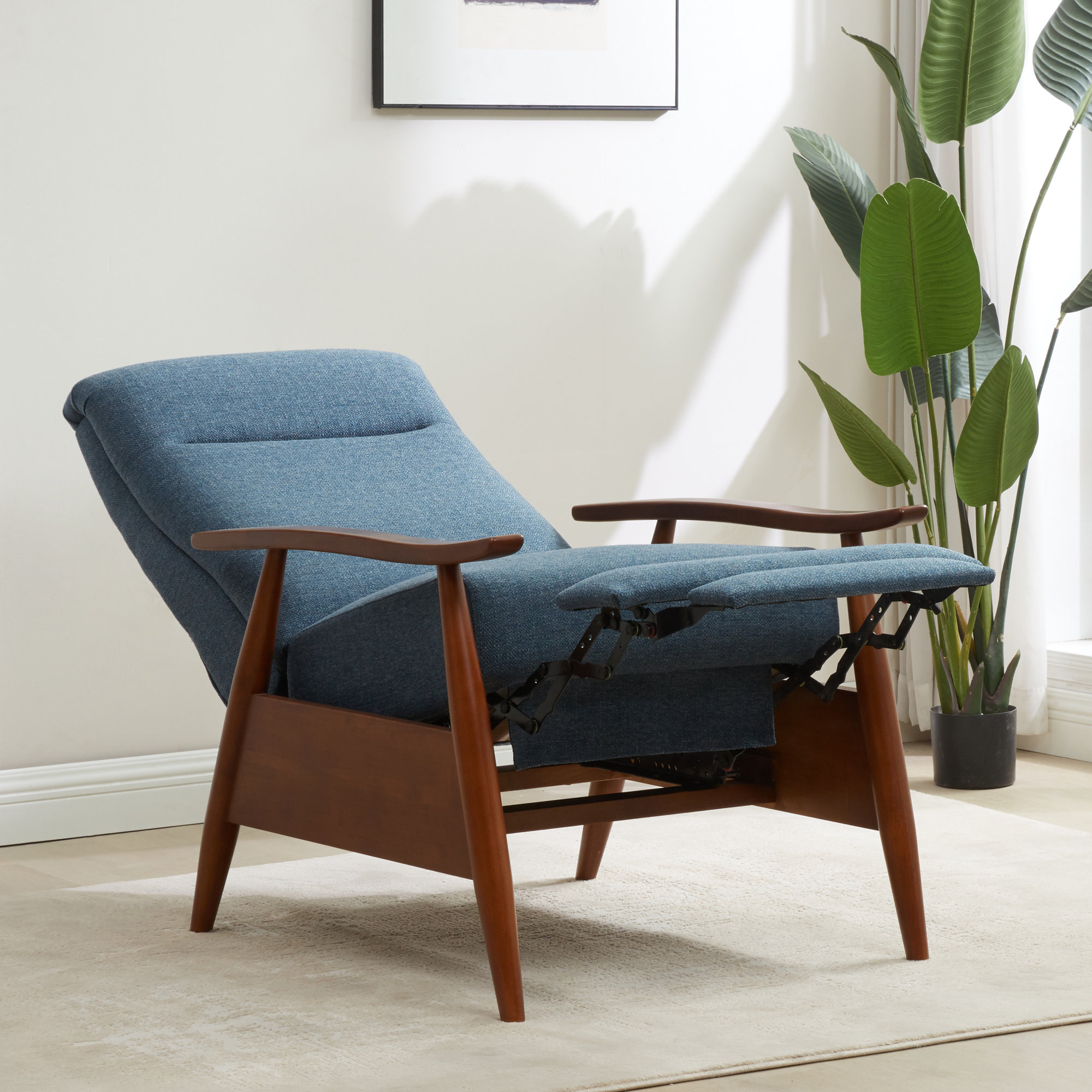 Imona 30" Wide Leather Recliner, Denim Fabric