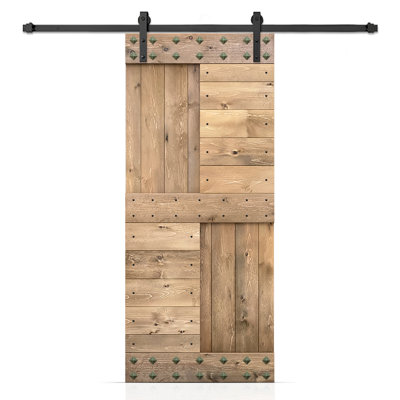 Porte de grange à panneaux en bois avec kit de quincaillerie d'installation et Clavos