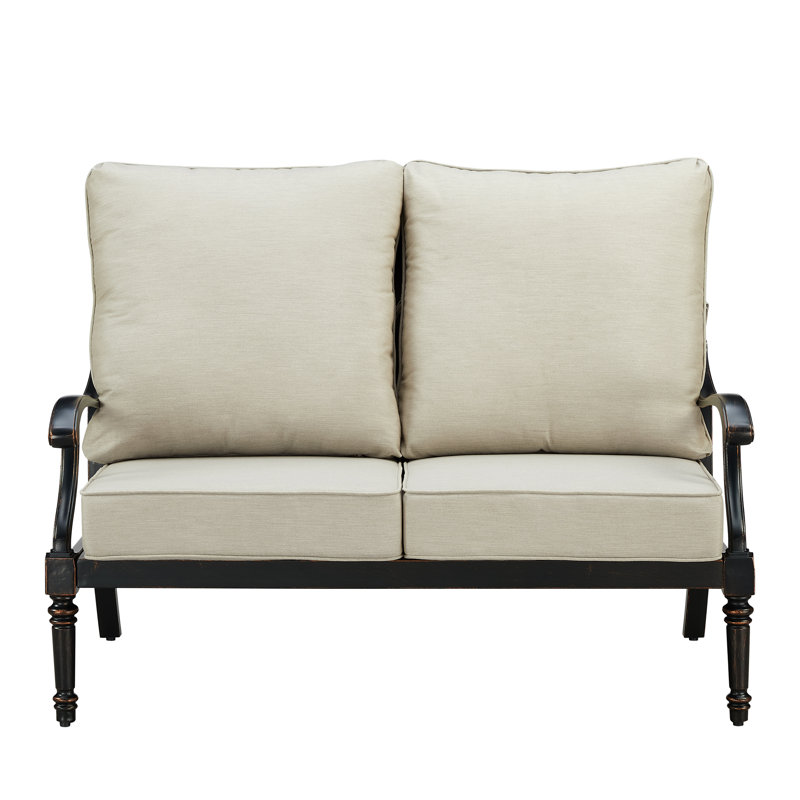 53.1'' Wide Straight Aluminum Loveseat with Cushions, Light Gray