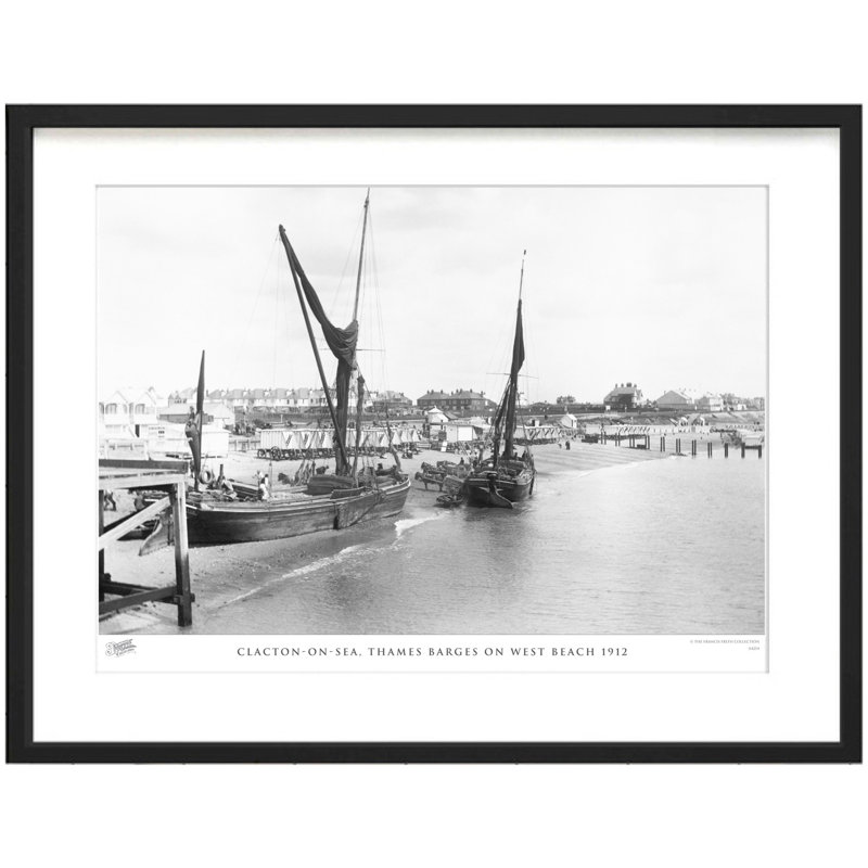 Clacton On Sea, Thames Barges On West Beach 1912 by Francis Frith - Single Picture Frame Print, 40cm H x 50cm W x 2.3cm D