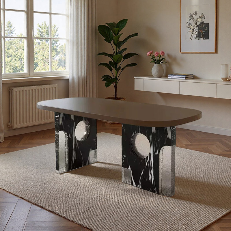 Table de salle à manger Stable, H 29,53 po x L 62,99 po x l 31,5 po, Brun, Noir