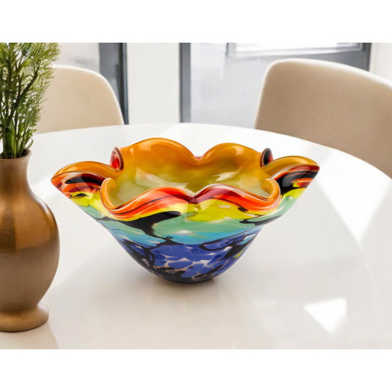 Bol à centre de table ondulé en verre 9 po Carrow