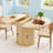 43.3''-63'' Extendable Round Dining Table For 4-6, Modern Farmhouse Expandable Dining Table With Wood Strip Base For Kitchen Living Room-1226410848