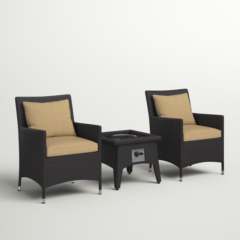 2 - Person Patio Conversation Set with Cushions, Mocha