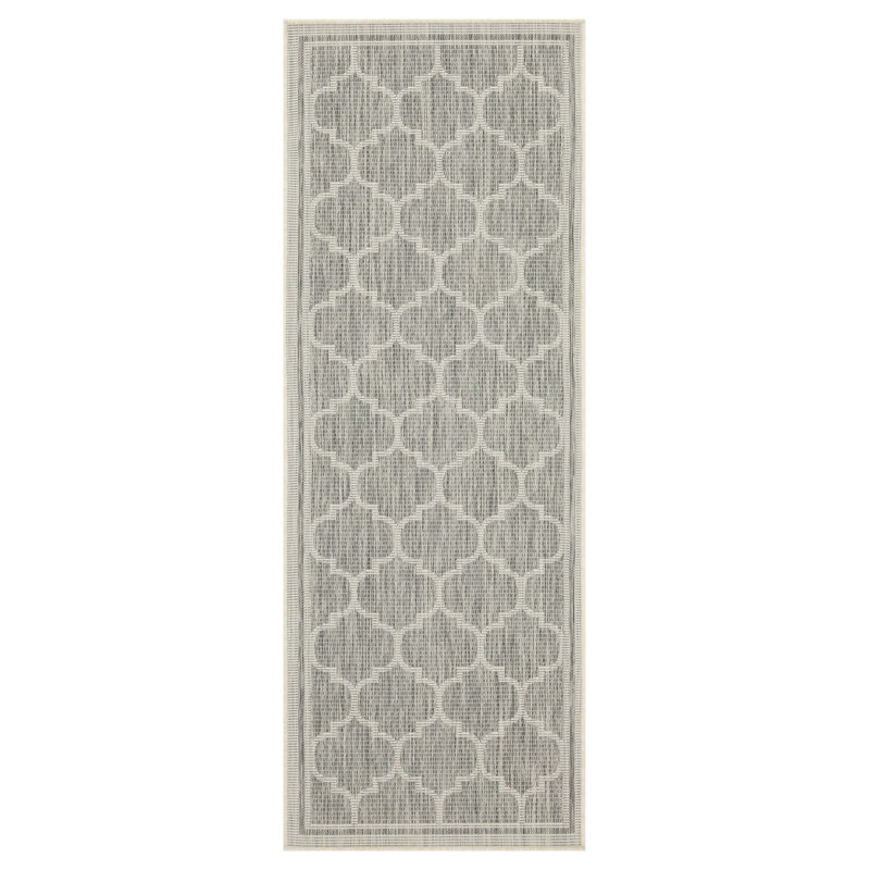 Eslinger WF_HAR2006 Silver 2'7" x 7'3" Indoor/Outdoor Area Rug, Runner 2'7" x 7'3", Silver/White