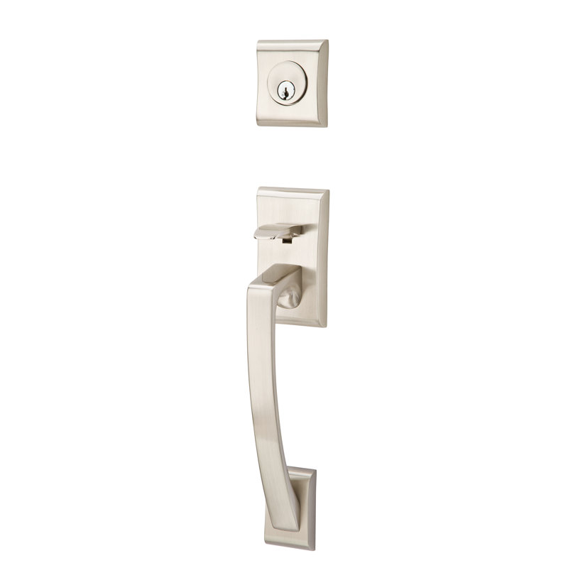 Emtek Ares Sectional Dummy Tubular Entryset, Basel Lever, Satin Nickel, Left Handed