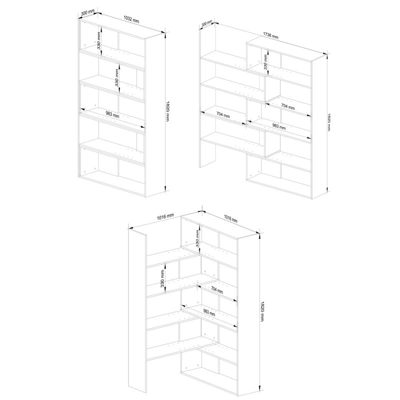 Ayca 182cm H x 173cm W Bookcase