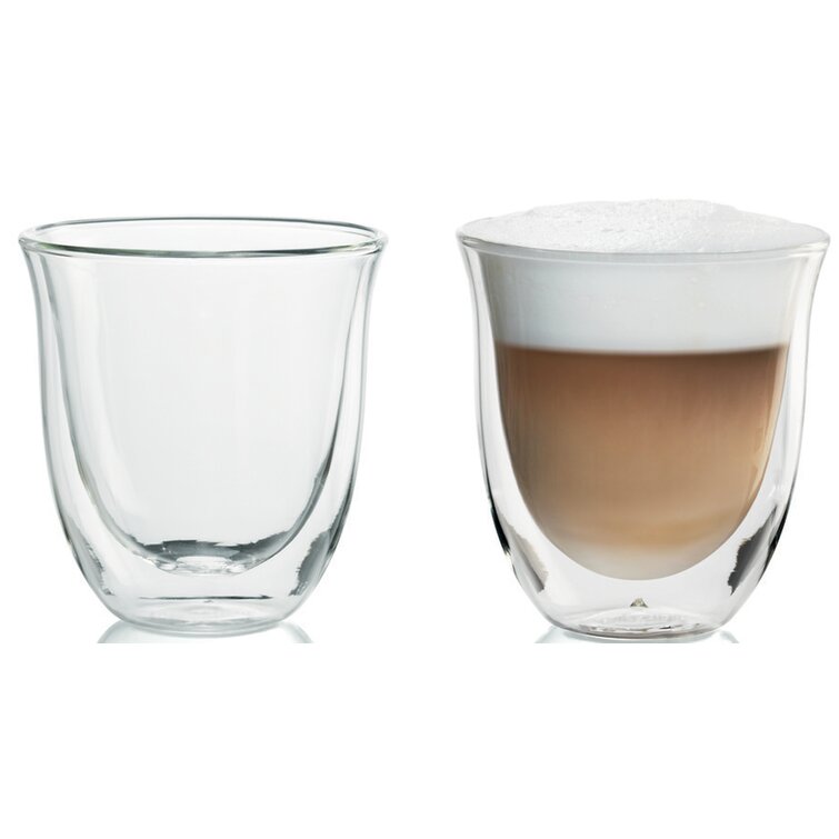 BELLA LUSSO Glass Espresso Cups 2 Pack, 5 oz Cappuccino,Latte,Tea,Shots