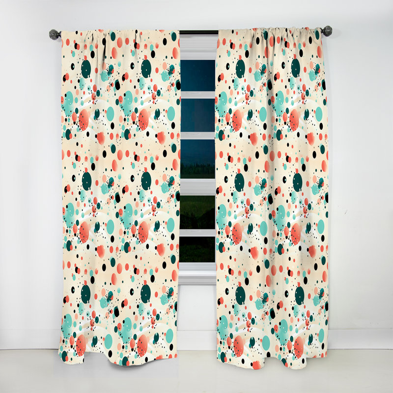 Victorian Elegance Polka Dots Pattern I - Abstract Curtain - Velvet Room Darkening - 1 Panel, 52" W x 95" L