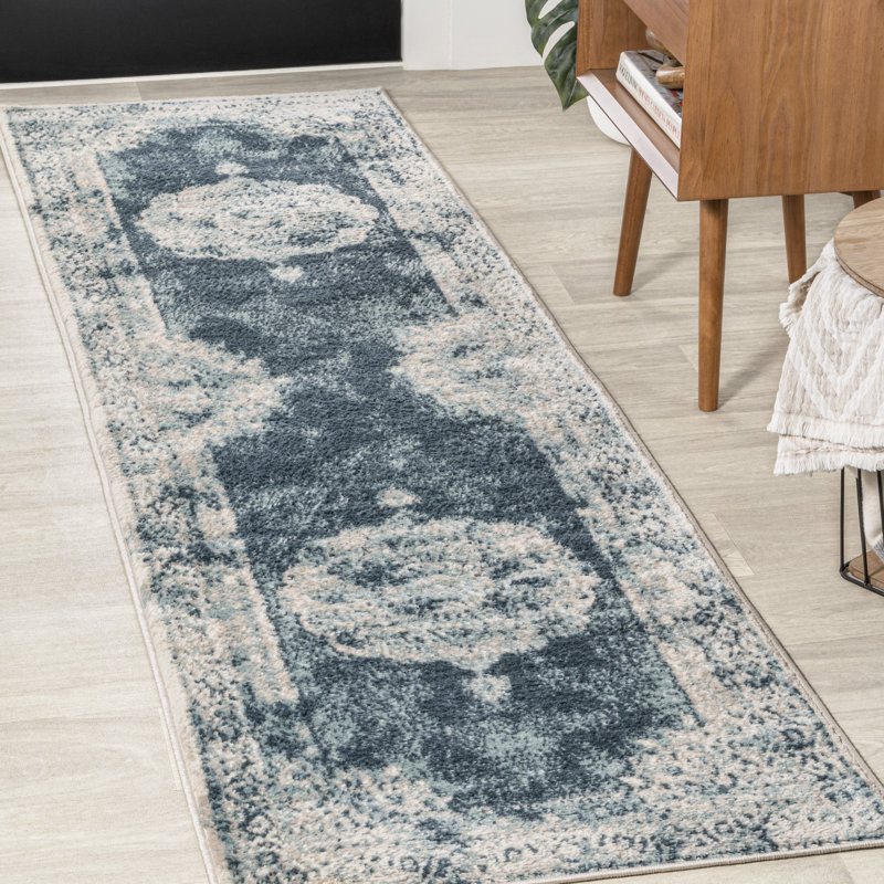 Rosalia Cottage Medallion Ivory/Blue Rug, Runner 2'2" x 8'