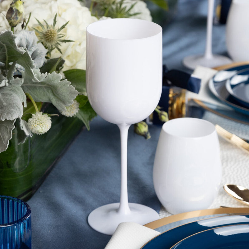 Verres à vin en plastique blanc 12 oz Ecoqualité 25 invités, 5