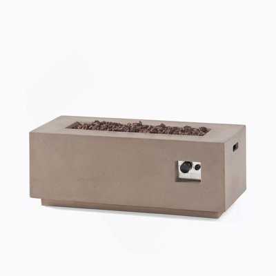 40" Outdoor 40,000 BTU Rectangular Mgo Concrete Propane Fire Pit, Dark Grey (Tank Cover Not Included)