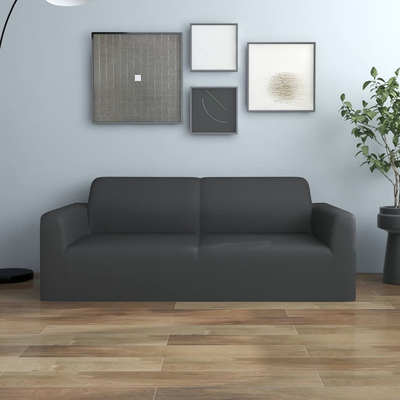 Box Cushion Loveseat Slipcover,  Anthracite