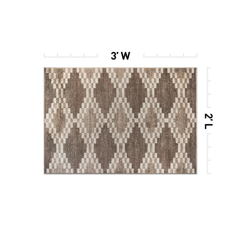 Southwestern Beige And Brown Geometric Area Rug, Rectangle 2' x 3'