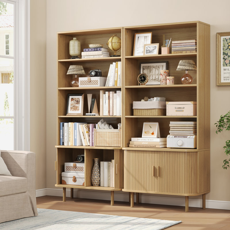 Bibliothèque de 71 po de hauteur avec armoire de rangement, Oak