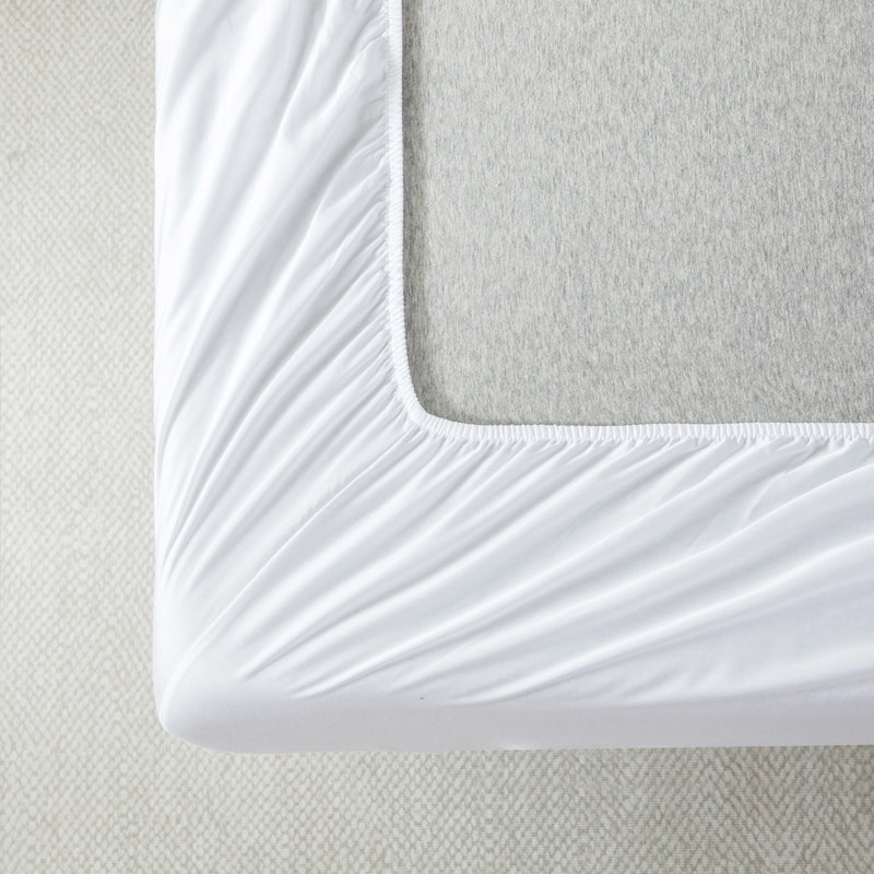 Lyocell Sateen Sheet Set 300 TC, Soft & Breathable Bedding with 16" Deep Pocket, White, Queen