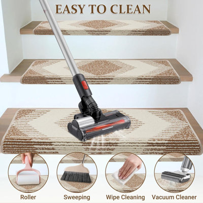 Tapis antidérapant 15 pièces, tapis d'escalier pour marches en bois d'intérieur, tapis d'escalier, tapis d'escalier pour enfants et chiens 9,5 po x 30 po (ensemble de 15)