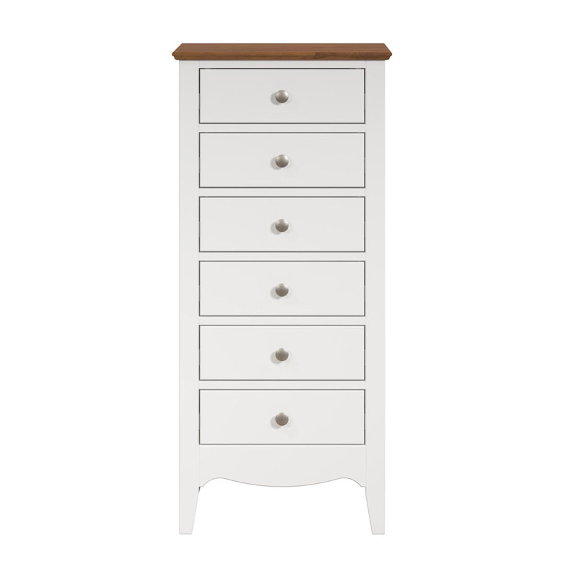 Delrick 6 Drawer 50Cm W Tallboy, White/Brown