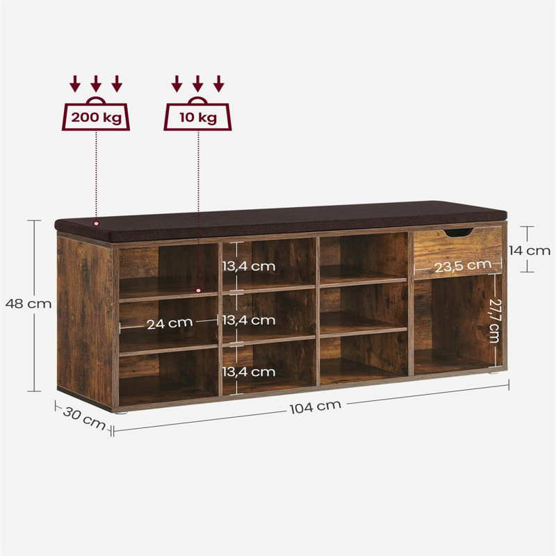 10 Pair Shoe Storage Bench