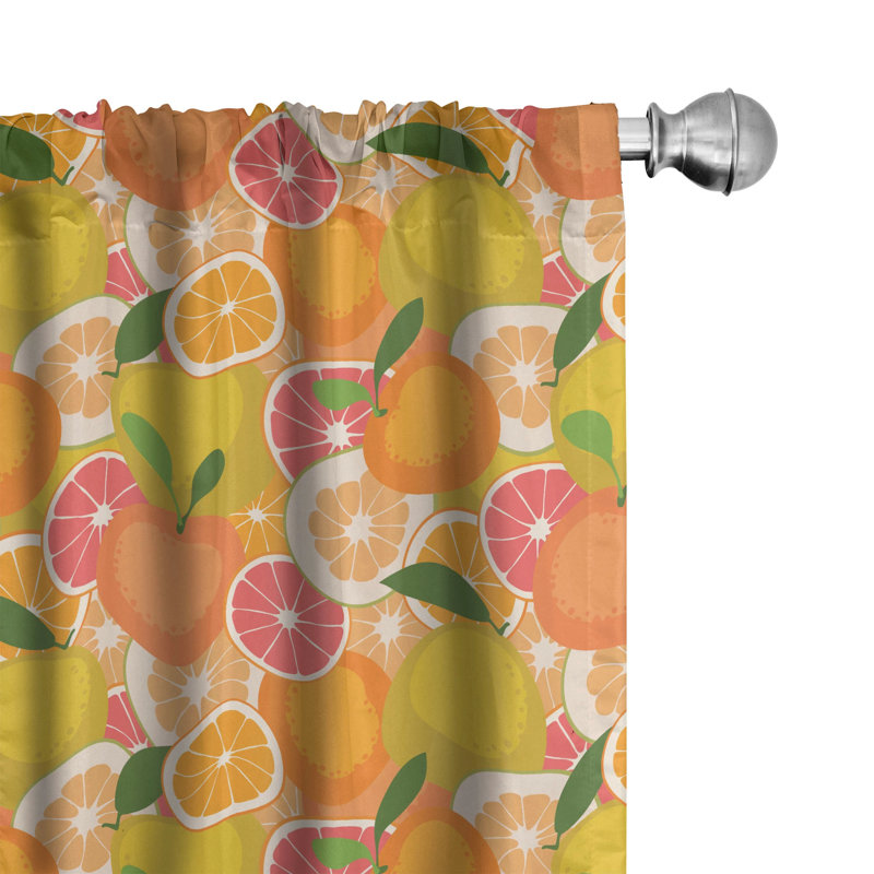 Tangerine Semi-Sheer Rod Pocket Curtain Panels, 28" x 95"
