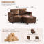 Ensemble de canapé modulaire en similicuir avec repose-pieds de rangement - 2 places + repose-pieds-130065504-130065508