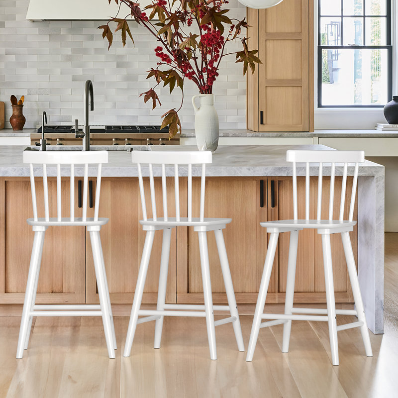 Tabouret Baggett, Tabouret de comptoir (siège d'une hauteur de 24 p, Blanc, 3