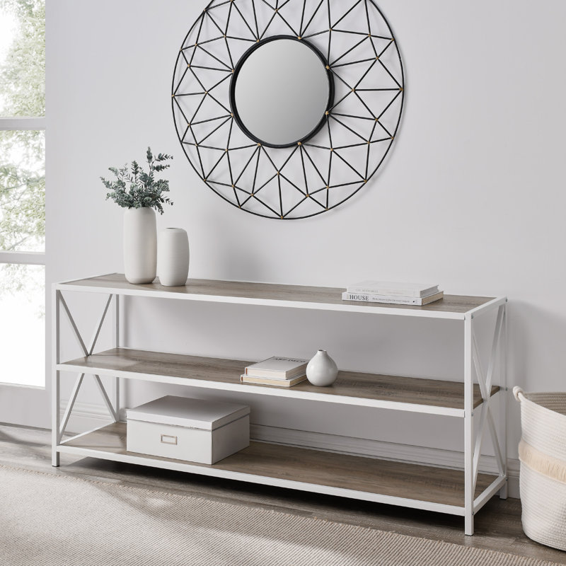 Eulas Unfinished TV Stand for TVs up to 65", Gray Wash