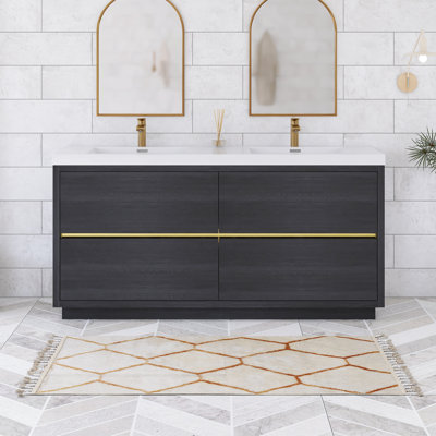 Meuble-lavabo autoportant 71 po avec plateau en résine 71 po