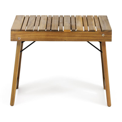 Wood Foldable Side Table - Classic Slat Design, 22.13W X 13.42D 16.27H, Hue Design For Decor, 16.27H
