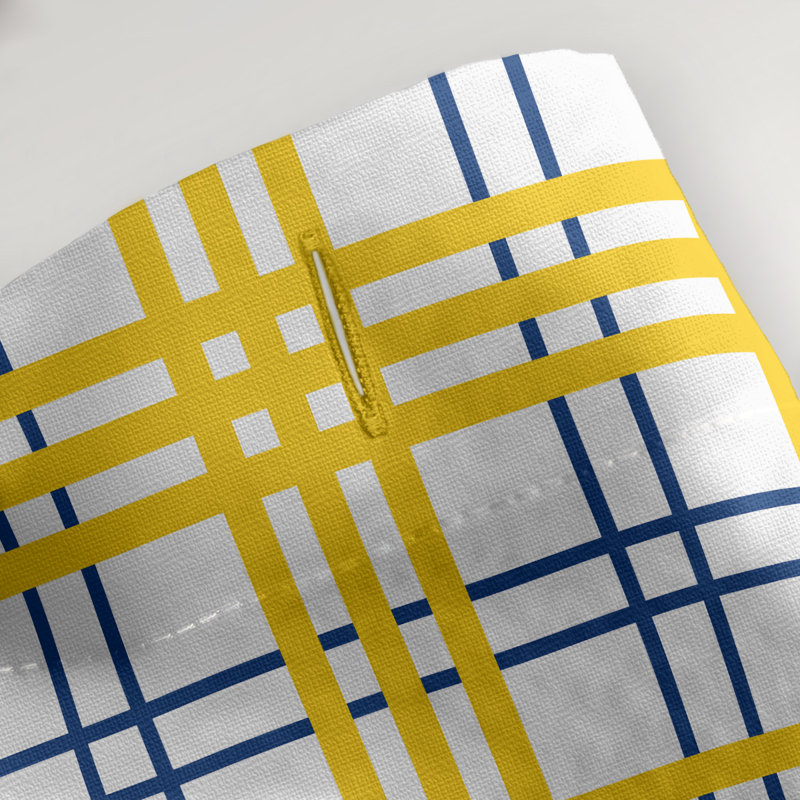 LA Throwback Football Luxury Plaid Shower Curtain-LA Throwback Football-SCDGSC, White/Royal Blue/Gold
