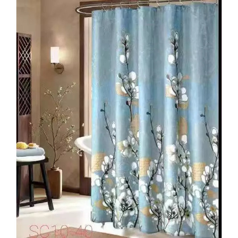Sheer Single Curtain Panel, Blue Floral